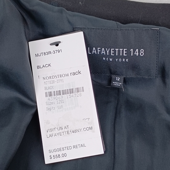 Lafayette 148 Single Button Wool Blend Blazer Size 12 Women Quiet Luxury Black - Picture 9 of 13